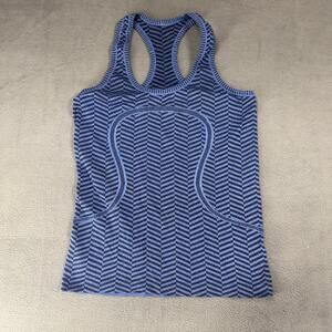 Lululemon Run Swiftly Tech Racerback Tank Top‎ Heathered Blue Tropics print Sz 8